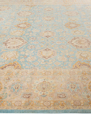 Traditional Mogul Light Blue Wool Area Rug 10' 4" x 13' 10" - Solo Rugs