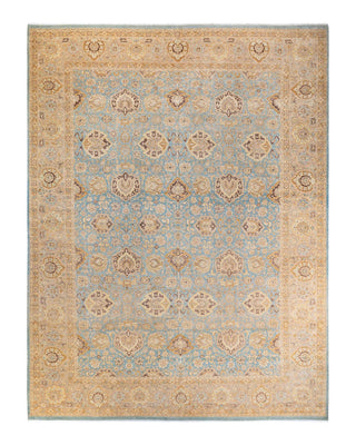 Traditional Mogul Light Blue Wool Area Rug 10' 4" x 13' 10" - Solo Rugs