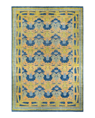 Contemporary Arts & Crafts Blue Wool Area Rug 12' 1" x 17' 3" - Solo Rugs