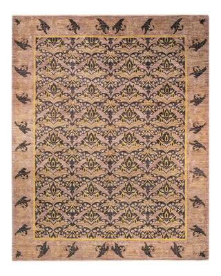 Contemporary Arts & Crafts Black Wool Area Rug 9' 2" x 11' 8" - Solo Rugs