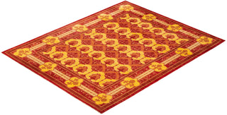 Contemporary Arts & Crafts Red Wool Area Rug 7' 10" x 9' 9" - Solo Rugs