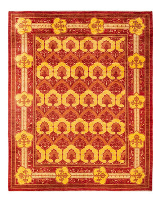 Contemporary Arts & Crafts Red Wool Area Rug 7' 10" x 9' 9" - Solo Rugs