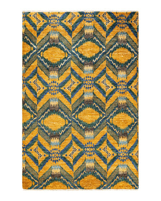 Contemporary Modern Yellow Wool Area Rug 6' 0" x 9' 1" - Solo Rugs