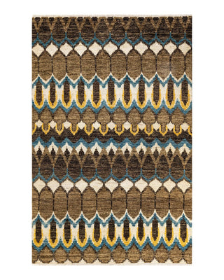 Contemporary Modern Green Wool Area Rug 6' 0" x 9' 1" - Solo Rugs