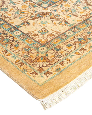 Traditional Mogul Yellow Wool Area Rug 10' 2" x 14' 10" - Solo Rugs