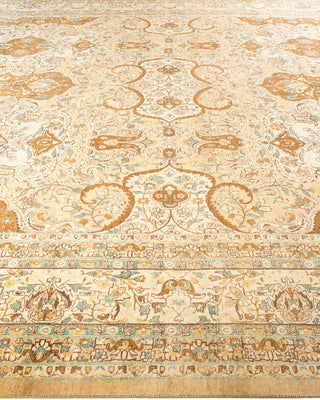 Traditional Mogul Yellow Wool Area Rug 10' 2" x 14' 10" - Solo Rugs