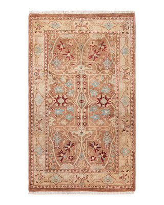 Contemporary Eclectic Brown Wool Area Rug 3' 2" x 5' 3" - Solo Rugs