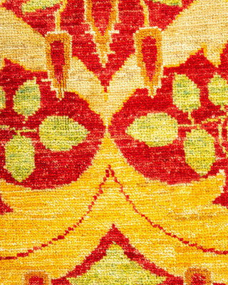Contemporary Arts & Crafts Yellow Wool Area Rug 6' 7" x 9' 10" - Solo Rugs