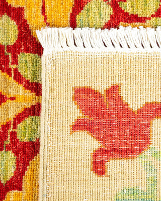 Contemporary Arts & Crafts Yellow Wool Area Rug 6' 7" x 9' 10" - Solo Rugs