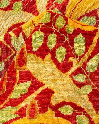 Contemporary Arts & Crafts Yellow Wool Area Rug 6' 7" x 9' 10" - Solo Rugs