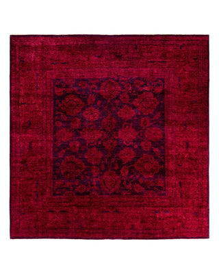 Contemporary Fine Vibrance Purple Wool Square Area Rug 8' 8" x 8' 10" - Solo Rugs