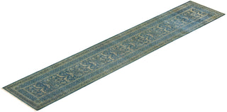 Traditional Mogul Green Wool Runner 2' 7" x 14' 2" - Solo Rugs