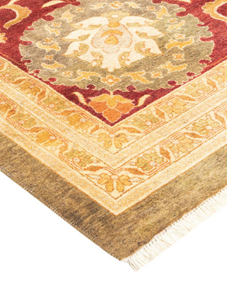 Traditional Mogul Green Wool Area Rug 12' 2" x 13' 7" - Solo Rugs