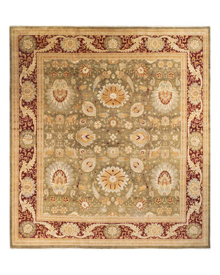 Traditional Mogul Green Wool Area Rug 12' 2" x 13' 7" - Solo Rugs