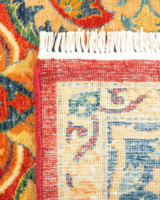 Traditional Mogul Orange Wool Area Rug 4' 2" x 5' 7" - Solo Rugs