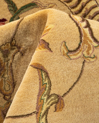 Traditional Mogul Yellow Wool Area Rug 6' 7" x 9' 10" - Solo Rugs