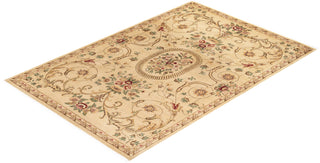 Traditional Mogul Yellow Wool Area Rug 6' 7" x 9' 10" - Solo Rugs