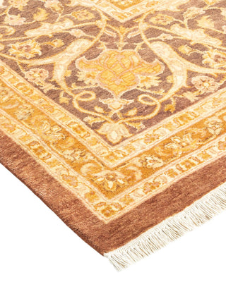 Traditional Mogul Yellow Wool Area Rug 8' 1" x 11' 1" - Solo Rugs