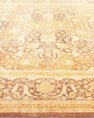 Traditional Mogul Yellow Wool Area Rug 8' 1" x 11' 1" - Solo Rugs