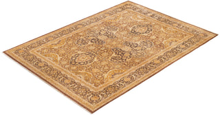 Traditional Mogul Yellow Wool Area Rug 8' 1" x 11' 1" - Solo Rugs