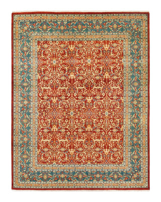 Traditional Mogul Orange Wool Area Rug 8' 0" x 10' 3" - Solo Rugs