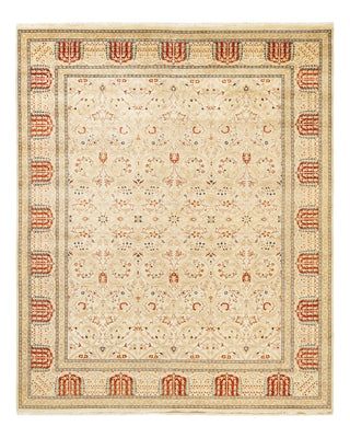 Traditional Mogul Ivory Wool Area Rug 8' 2" x 9' 9" - Solo Rugs