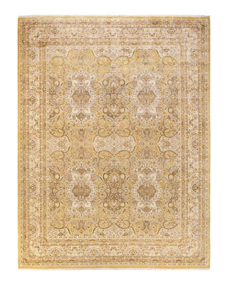 Traditional Mogul Green Wool Area Rug 9' 4" x 12' 1" - Solo Rugs