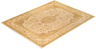 Traditional Mogul Ivory Wool Area Rug 9' 1" x 12' 0" - Solo Rugs