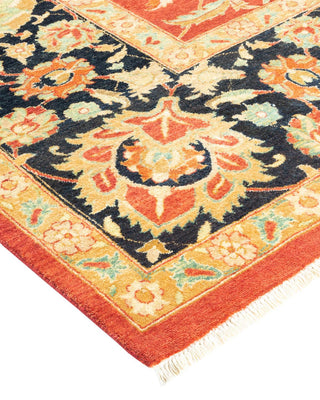 Traditional Mogul Orange Wool Area Rug 8' 1" x 10' 1" - Solo Rugs