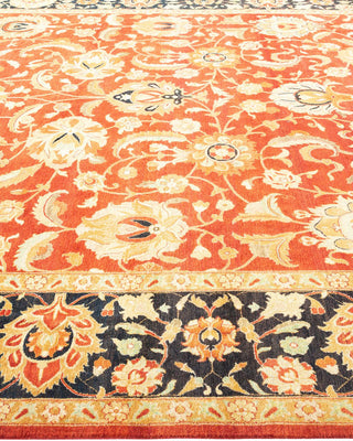 Traditional Mogul Orange Wool Area Rug 8' 1" x 10' 1" - Solo Rugs