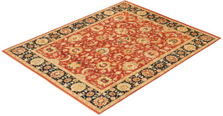 Traditional Mogul Orange Wool Area Rug 8' 1" x 10' 1" - Solo Rugs