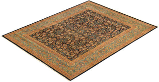 Traditional Mogul Black Wool Area Rug 8' 3" x 10' 3" - Solo Rugs