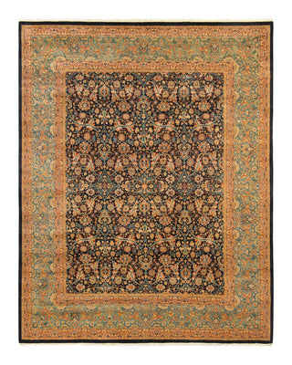 Traditional Mogul Black Wool Area Rug 8' 3" x 10' 3" - Solo Rugs