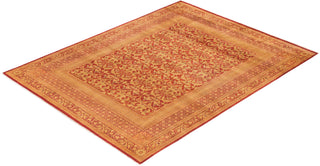 Traditional Mogul Orange Wool Area Rug 7' 10" x 10' 2" - Solo Rugs