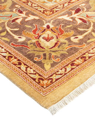 Traditional Mogul Yellow Wool Area Rug 8' 1" x 10' 8" - Solo Rugs