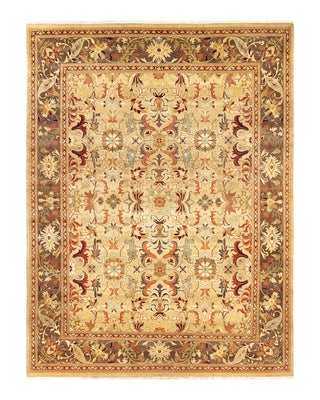 Traditional Mogul Yellow Wool Area Rug 8' 1" x 10' 8" - Solo Rugs
