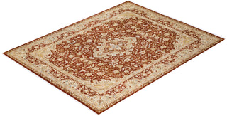 Traditional Mogul Orange Wool Area Rug 8' 0" x 10' 4" - Solo Rugs