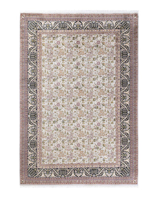 Traditional Mogul Ivory Wool Area Rug 6' 3" x 8' 10" - Solo Rugs