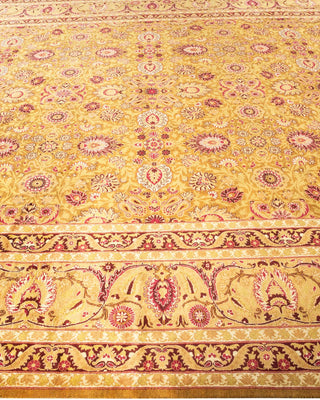 Traditional Mogul Yellow Wool Area Rug 9' 1" x 11' 10" - Solo Rugs