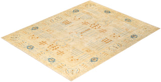 Contemporary Eclectic Ivory Wool Area Rug 9' 0" x 11' 5" - Solo Rugs