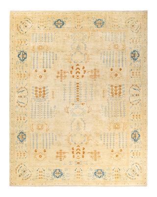 Contemporary Eclectic Ivory Wool Area Rug 9' 0" x 11' 5" - Solo Rugs