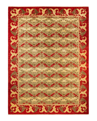 Contemporary Arts & Crafts Red Wool Area Rug 10' 2" x 13' 9" - Solo Rugs