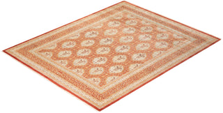 Traditional Mogul Orange Wool Area Rug 8' 5" x 10' 4" - Solo Rugs