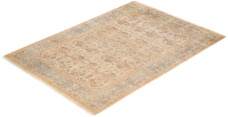 Traditional Mogul Ivory Wool Area Rug 6' 3" x 8' 9" - Solo Rugs