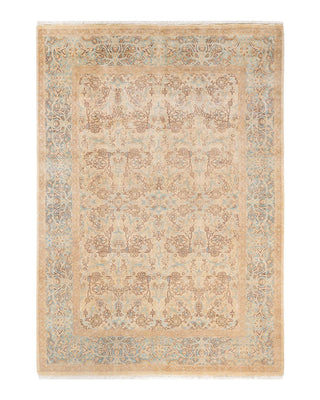 Traditional Mogul Ivory Wool Area Rug 6' 3" x 8' 9" - Solo Rugs