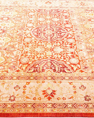 Traditional Mogul Orange Wool Area Rug 6' 2" x 9' 3" - Solo Rugs