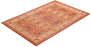 Traditional Mogul Orange Wool Area Rug 6' 2" x 9' 3" - Solo Rugs