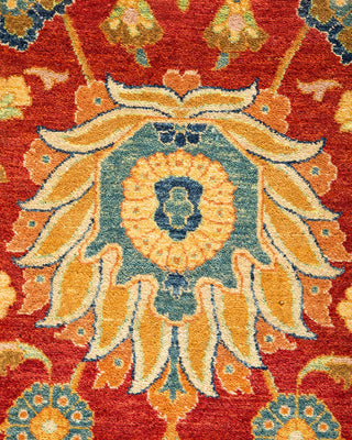 Traditional Mogul Orange Wool Area Rug 6' 3" x 9' 1" - Solo Rugs
