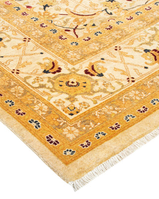 Traditional Mogul Ivory Wool Area Rug 6' 0" x 9' 3" - Solo Rugs