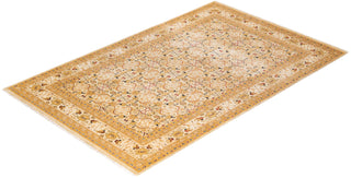Traditional Mogul Ivory Wool Area Rug 6' 0" x 9' 3" - Solo Rugs